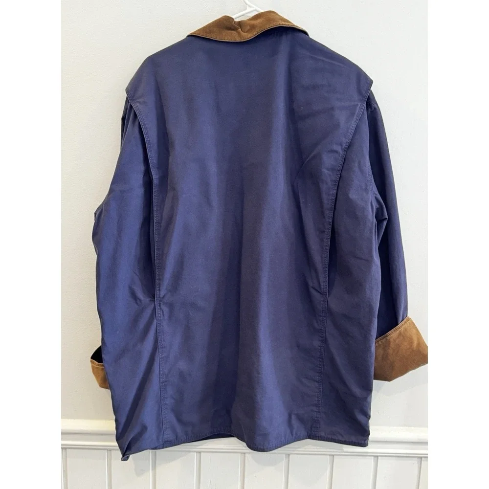 Vintage J Crew Chore Coat L Navy Barn‎ Jacket Flannel Corduroy Collar Americana
